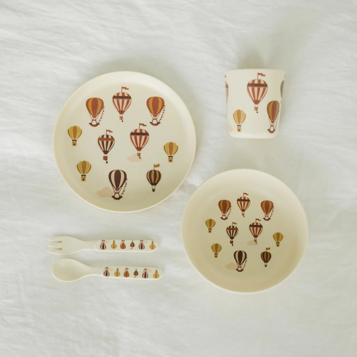 JJININ Children’s Bamboo Dinnerware Set | Baby 5 Piece Gift | Eco Dinnerware | First Plate | Childs first dinner set