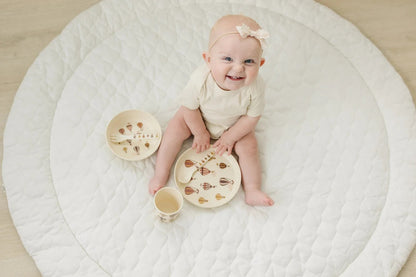 JJININ Children’s Bamboo Dinnerware Set | Baby 5 Piece Gift | Eco Dinnerware | First Plate | Childs first dinner set