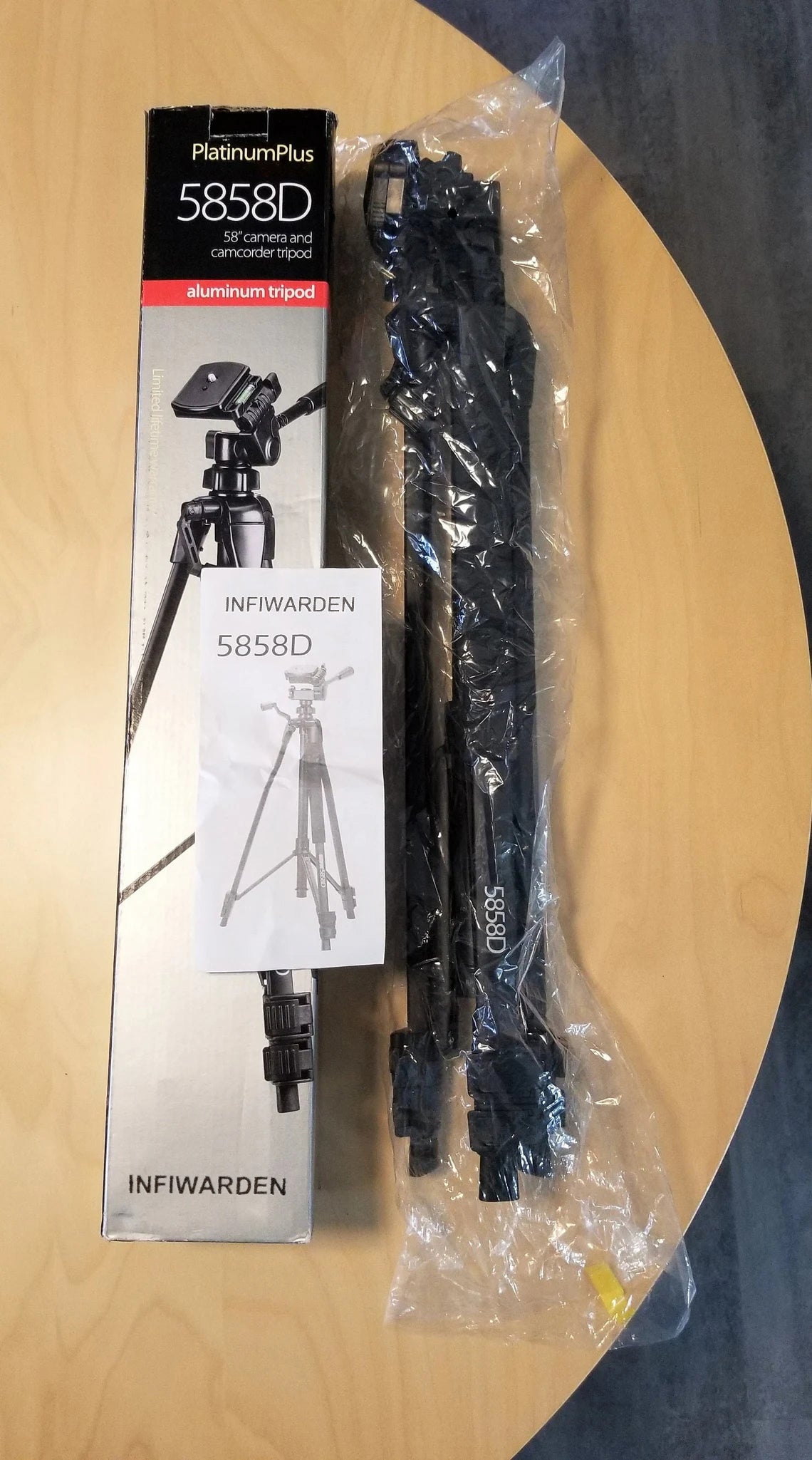 INFIWARDEN 58-inch Platinum Plus Aluminum Tripod Model 5858D - New in Open Box - for Cameras and Camcorders - Original Box & Instructions