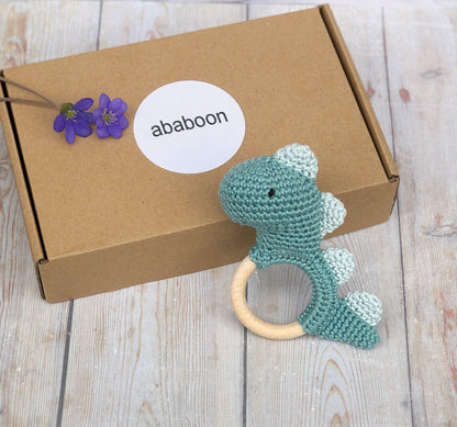 ababoon New Baby Gift Set Dinosaur Toy Dinosaur Rattle Baby Shower Gift New Mom Gift Baby Gift Crochet Rattle